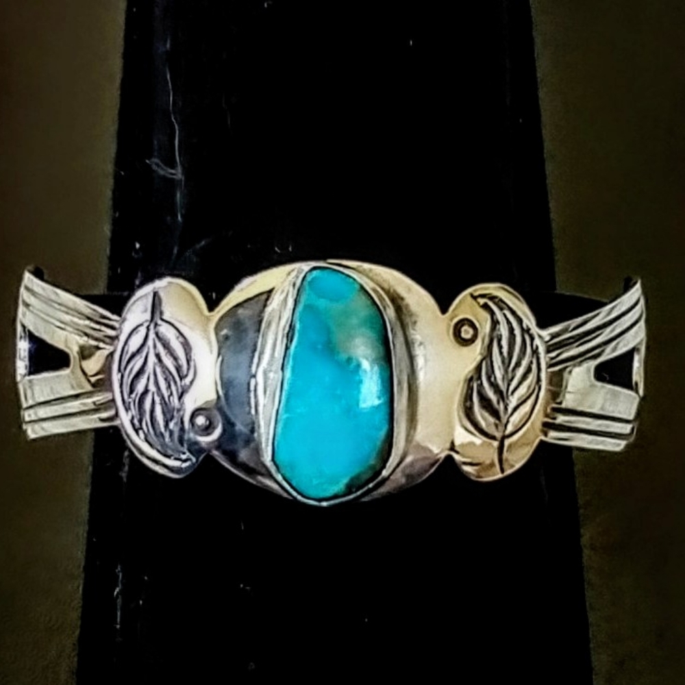 Navajo Indian Sterling Silver 925 Turquoise Cuff Bracelet